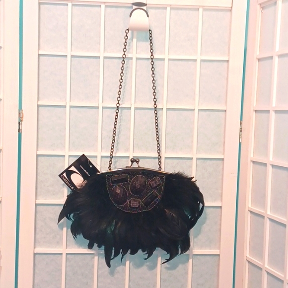 NEW! Cabrelli black feather bling purse 5513 - Picture 2 of 8